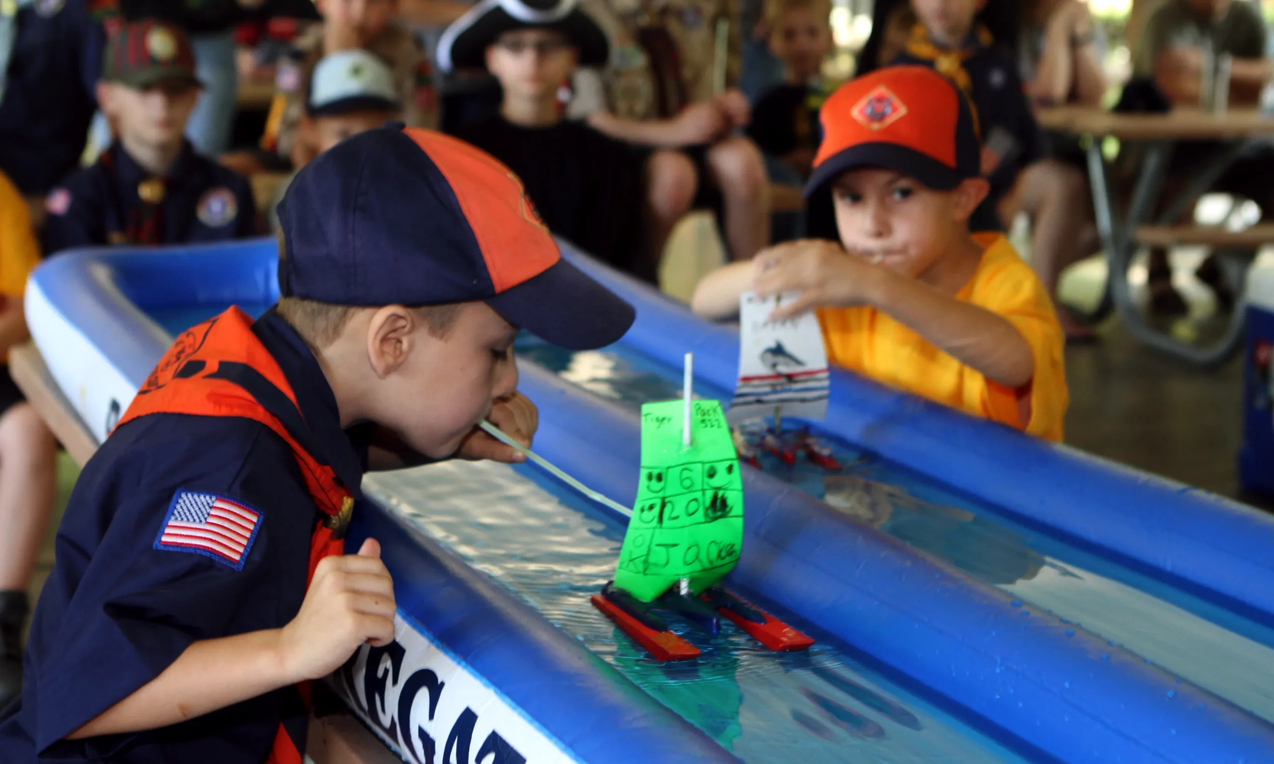 Missouri City TX Cub Scouts at Rain Gutter Regatta Event for Scouting